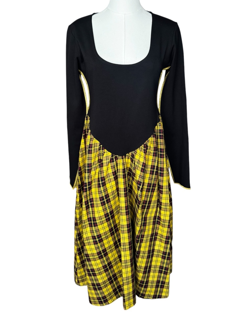 Eliza Faulkner x Free People The Joan Midi Dress in Yellow Plaid Large - Picture 2 of 8